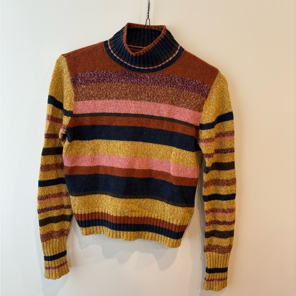 Frye Striped Multicolor Mock neck Sweater - Picture 3 of 7